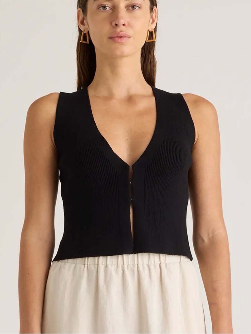 Quince NWT $78 Eco-Knit Split Front Sweater Vest - Size Medium
